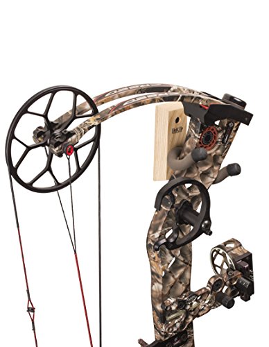 Hold Up Displays - Vertical Gun Hanger and Rifle Storage Securely Holds Firearm and Bow - Real Hardwood Harvested in Wisconsin - Made in USA - color: Oak