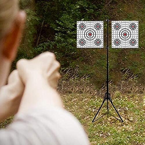 Atflbox Adjustable Paper Target Holder with 10pcs Target Papers for Outdoor, Paper Targets Stand for BB Gun, Airsoft, Airgun Backyard Shooting Practice