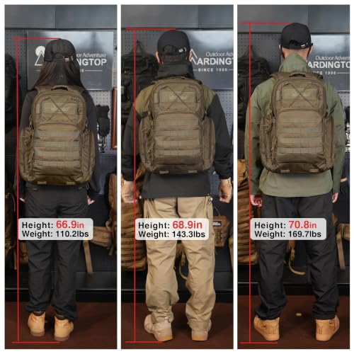 Mardingtop 40L Tactical Backpack for Men, Large Molle Military Rucksack Assault Pack for Hiking Travel Camping - color: Khaki