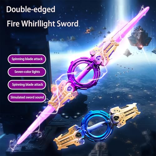 2-Pack 43-Inch Spinning Light Sword with Sound Effects,Telescopic Kids' Light Sword, Rechargeable LED Toy Lightsaber, Suitable for Kids and Adults, Halloween Cosplay Gift