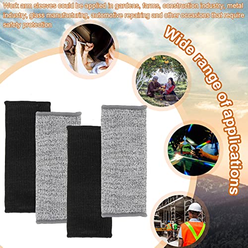 5 Pairs Cut Burn Resistant Sleeves Arm Protection Sleeves Forearm Arm Protectors Thin Skin Bruising Arm Guards - color: Black, Gray