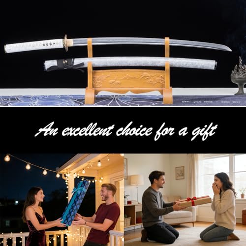 Handmade Sharp Katana, Traditional Clay Tempered 1060/9260/T10 Steel, Full Tang Real Katana Sword, Authentic Japanese Craft Samurai Sword - color: White