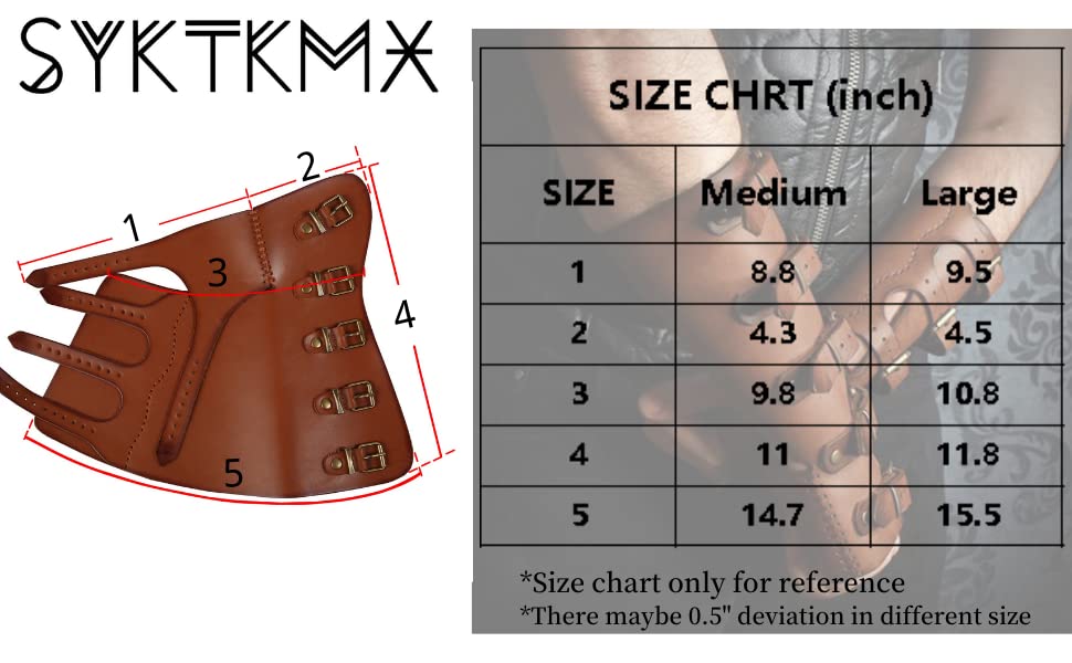 Syktkmx Gauntlet Wristband Medieval Vambrace Arm Cuff Armor Buckled Punk Gothic Faux Leather Costume Bracer - color: 2-brown, size: Large