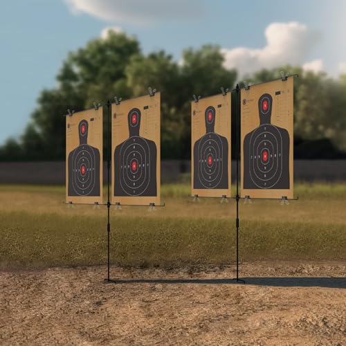KNINE OUTDOORS Adjustable Shooting Target Stands, Paper Target Stand with 8 Metal Clips for Shooting Range, Adjustable Range from 3.2 to 26.0 Inches