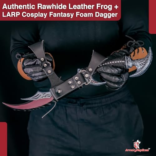 Armory Replicas™ - Demon Sky Warrior Role Play Foam Dagger Free Frog Combo - color: Black and Red, style: Sword with Belt