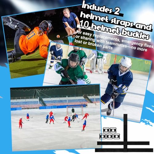 5 Point Goalie Mask Strap Harness, Hockey Helmet Repair Kit - color: Black