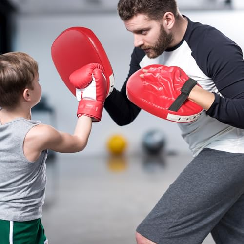 9 in 1 Taekwondo Kick Pad Boxing Training Equipment, Black Red Wrist Band Punching Mitts Set for Martial Arts,Adjustable Soft Training Pads for Karate, Muay Thai, MMA Training