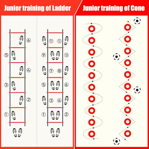 BORNEW 2 Pack Agility Ladder, Soccer Speed Training Equipment Set - color: 4.Red