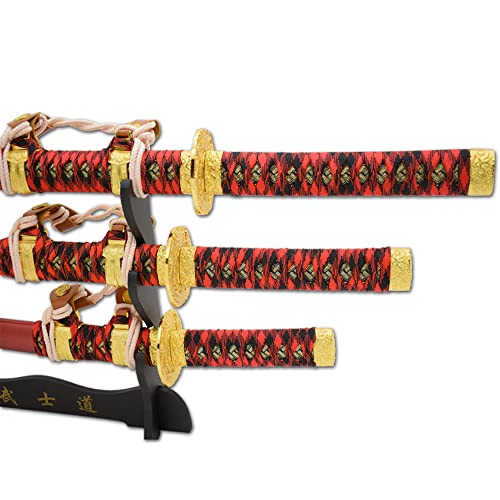 Snake Eye Tactical Two Tone 3 Piece Samurai Katana Set w/Free Sword Stand - color: 3970