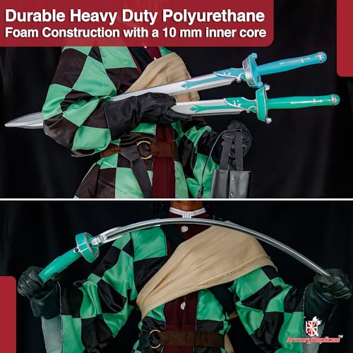 Armory Replicas™ Green Foam Rapier Sword – 42.9" with Nylon Case Lightweight PU Blade with Solid Core for Cosplay & LARP - style: 2 Sword & Carring Belt