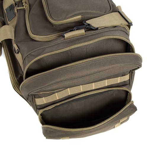 Heavy Duty Range Duffel Quality Tactical Gear Travel Sports Equipment Gym Bag Lockable Zippers with US Flag Patch (33" Khaki) - size: 33" Khaki