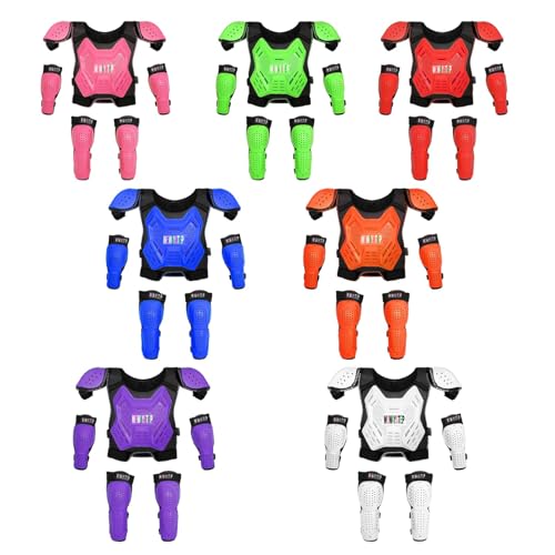 Kids Dirt Bike Gear- Motorcycle Protective Gear Chest Protector Youth Motocross Gear Body Armor Vest Knee Guards and Elbow Full Body Protection Suit - color: Black