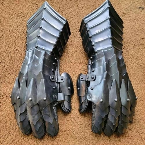 WARRIORPOINT Medieval Black Nazgul unisex-adult Gauntlets Mild Steels Armor Gloves Crusader LARP Gauntlets Pair Replica Costume