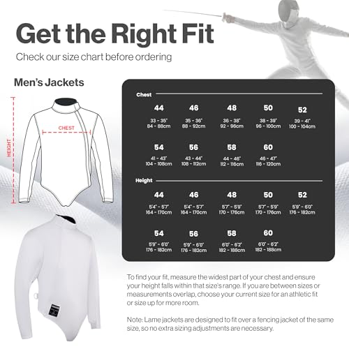 Mens Fencing Jacket 350N, Novus Breathable Lightweight Stretch Uniform for Foil Epee & Saber, Competition Ready - size: 48, style: Left Hand