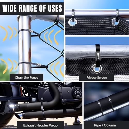 Stainless Steel Cable Tie Gun & 100pcs 12in Black Metal Zip Ties - color: 100pcs Black