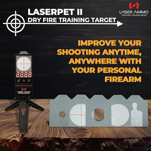 LaserPET™ II Electronic Target Shooting Training System w/ 9mm SureStrike™ Laser Cartridge | Reactive Dry Fire Trainer w/ Shot Timer for Accuracy & Skill Development - size: Red Visible Cartridge