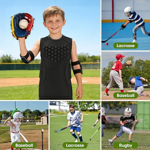 BARMACO Youth Baseball Chest Protector Compression Shirt, Padded Rib Guard - size: Medium