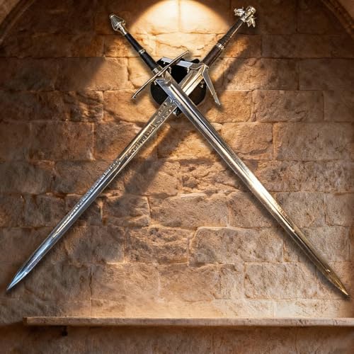 Sword and Axe Wall Mount - Dual-Mode Acrylic Sword and Axe Holder for Vertical or Crossed Display, Longclaw Sword Hanger Rack with Mounting Hardware