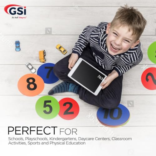 GSi Non-Slip Floor Spot Markers for Sports, Therapy & Classroom - size: 6.โ โ Number