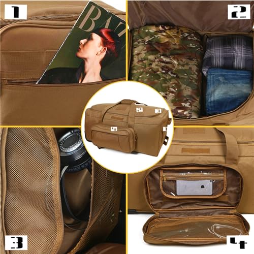 120L Travel Duffle Bag With Wheels Expandable Rolling Travel Bag for Men - color: Tan