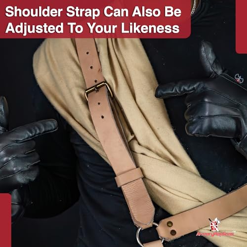 Armory Replicas Handcrafted Rigid Nature Right-Handed Leather Rapier Sword Frog Belt with Adjustable Fit - color: Natural
