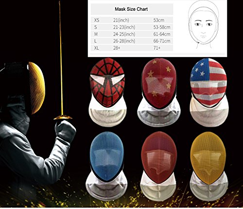 LEONARK Fencing Foil Mask Fencing Helmet CE 350N Certified National Grade Masque - Fencing Protective Gear - color: Blue, size: Small