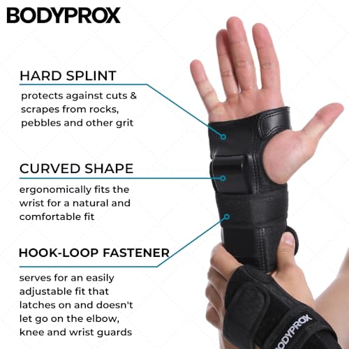 BODYPROX Knee Pads Elbow Pads Wrist Guards Set for Inline Skating, Skateboarding, Roller Derby and BMX Ride. - size: Medium