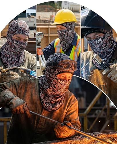 BOCOMAL FR Balaclava with Face Mask Flame Resistant 5.5oz Lightweight 100%C - color: Paisley Black 1028