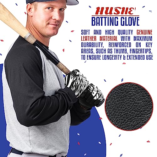 Hushe' American Flag Batting Gloves & Softball Gloves USA Flag Baseball Batting Gloves Youth Kids Baseball Batting Glove for Youth Men Adult & Unisex. - color: Black Eagle, size: Youth Medium