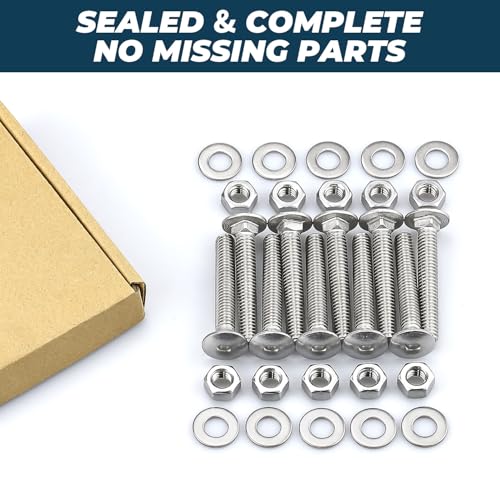 1/2-13 x 2 Inch Carriage Bolt Kit, 304 Stainless Steel (18-8) with Hex Nuts & Flat Washers - 6 Sets, Round Head Square Neck, Full Thread Coverage by Glvaner - size: 1/2-13 x 2"