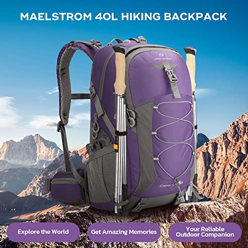 Maelstrom 40L Hiking Backpack, Lightweight Camping Daypack with Rain Cover - color: Purple, size: 40l