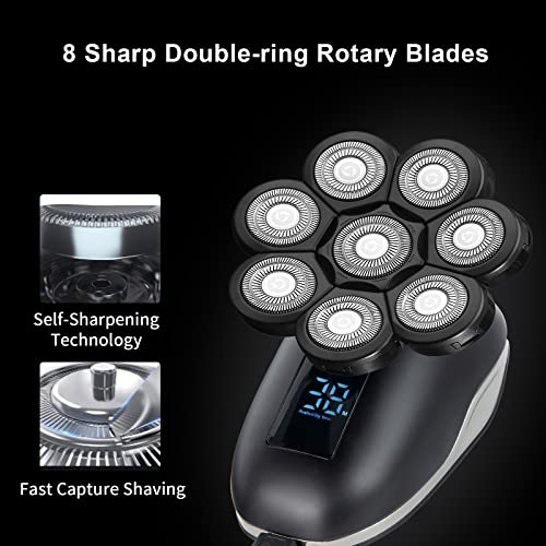 Head Shaver Replacement Heads, Replacement Blades for Bald Men, Stainless Steel 7D Rotary Blades for Electric Head Razor, Black - color: Black8