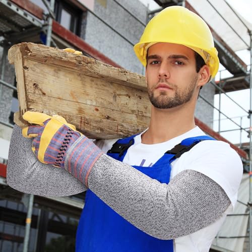 ANCIRS Cut Resistant Sleeves for Arm Protection, Gardening Sleeves, Dog Bite Safety Arm Sleeves - color: Grey-14.1"