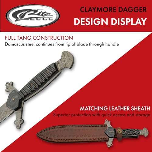 SANZ Damascus 13.25" Wood Handled Steel Short Saber with Leather Sheath for Adults for Training, Costume & Renaissance Festival