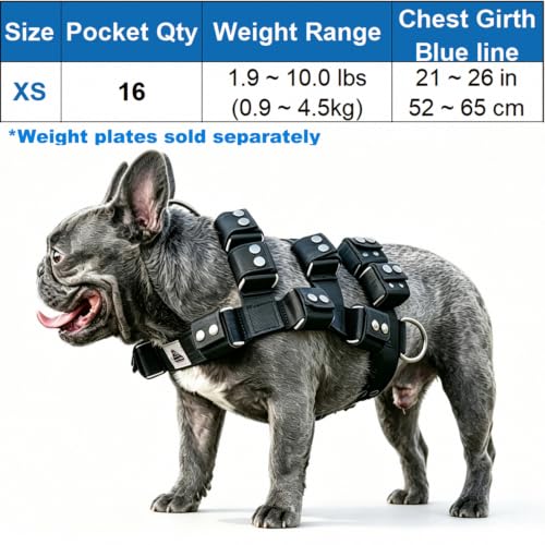 Weighted Dog Vest, Training Harness with Pockets for Large Dogs - size: Dog's Chest Girth 20.5"-25.5" | VEST ONLY