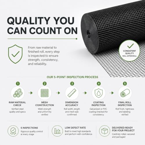 GoldPeak Black Hardware Cloth 1 x 1 inch Mesh 36'' x 50' 17-Gauge - size: 1x1 inch 36''x50'