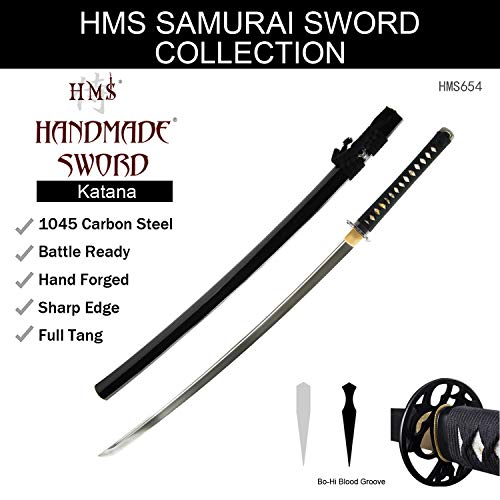 Hand Forged 1045 Carbon Steel Scroll Katana, Full Tang Japanese Sword