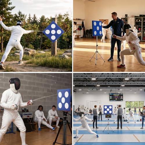 PU Leather Wall-Mounted Fencing Target, Square Fencing Train with Bullseye Reinforced Strike Zones for Saber Foil and Epee, Practice Skill Improvement Equipment for Clubs Home Training