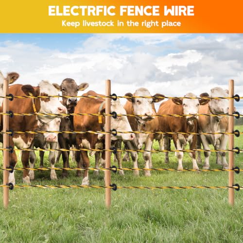 Electric Fence Polywire 1640 Feet, Upgraded 9 Stainless Steel Strands for Reliable Conductivity, Portable PVC-Coated Fiberglass Electric Fenceing 500 Meters, UV, Rust Resistant for Livestock - color: 1640FT