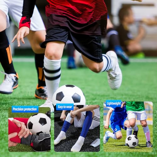 TOMIYO Soccer Shin Guards with Socks Kids 10-12 Calf Protective Equipment - color: Black+White, size: Medium
