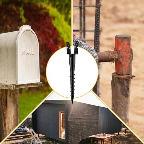 Hicarer 6 Pack No Dig Ground Anchors for Standard 4 x 4 Posts,Black - color: Black