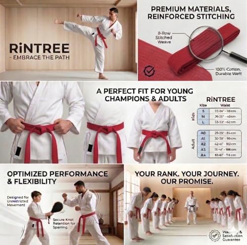 1.5inch x 8.5ft Karate Belt for Coach Teaching Practice - Martial Arts Belt Display, Taekwondo Belt Display - color: Red-1.5inch x 8.5ft