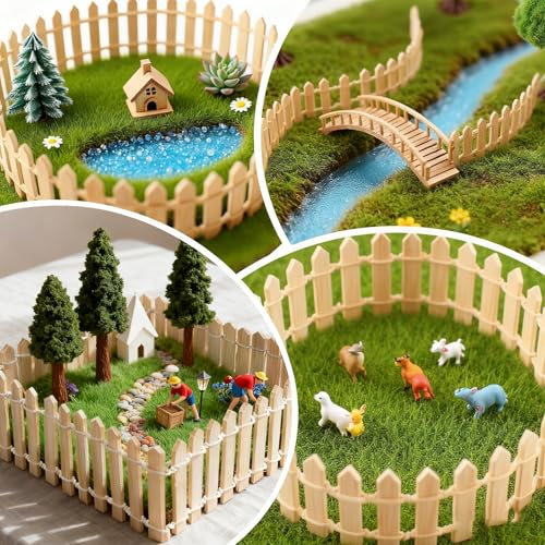 1 Pcs 35 Inch Wood Picket Fencing Gate with 1 Pcs 6 X 6 Inches Fake Grass