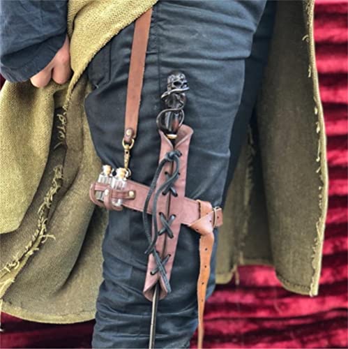 BLESSUME Medieval Knight Belt with Sword Frog Holster Rapier Scabbard Holder 1pc - color: Brown 11