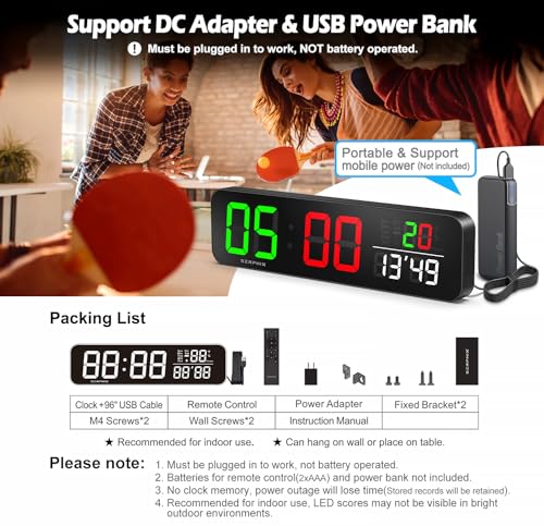 15.2" Digital Scoreboard Clock with Countdown Timer, Variable LED Color