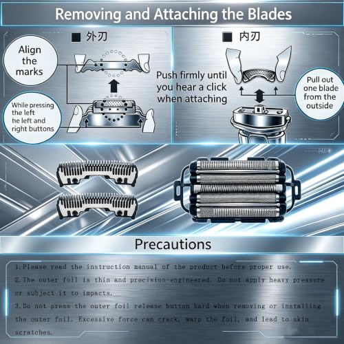 For Panasonic Arc 5 Replacement Blades and Foil,Electric Razor Blades Compatible with WES9032P ES9032 ES9034 ES9036 ES9038, Replacement Blades Fits Models ES-LV61, ES-LV65, ES-LV67, ES-LV95