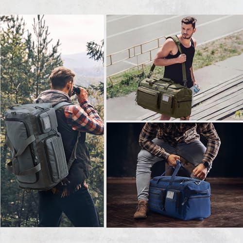 G4Free 3-in-1 Duffle Bag Travel Gym Sports, Large Tactical Duffel Backpack - color: Dark Grey