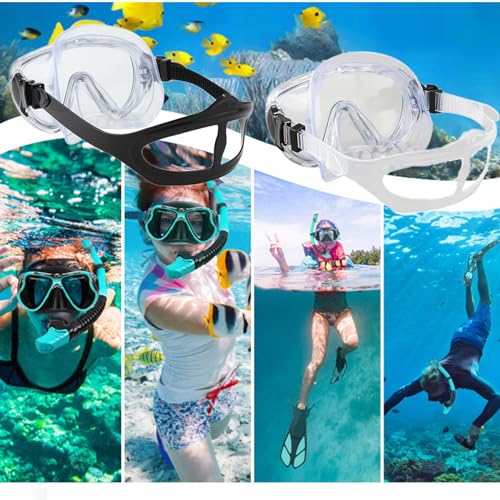 2 PCS Universal Dive Mask Strap Replacement Silicone Strap for Diving Swimming Snorkeling, Black, White