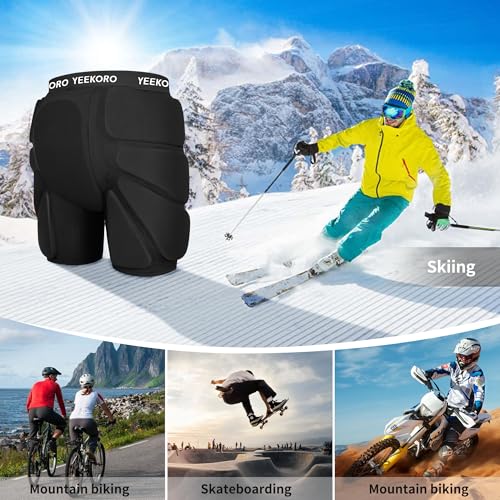 3D Protective Padded Shorts for Snowboard, Ski and Skate, Protection Pads for Tailbone, Hip, and Butt, Crash Pad - size: Small