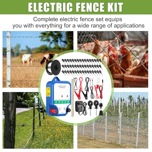 MorningRo Electric Fence Kit 8 Mile 12kV 2J, Classic Ver., Blue - style: Classic Ver